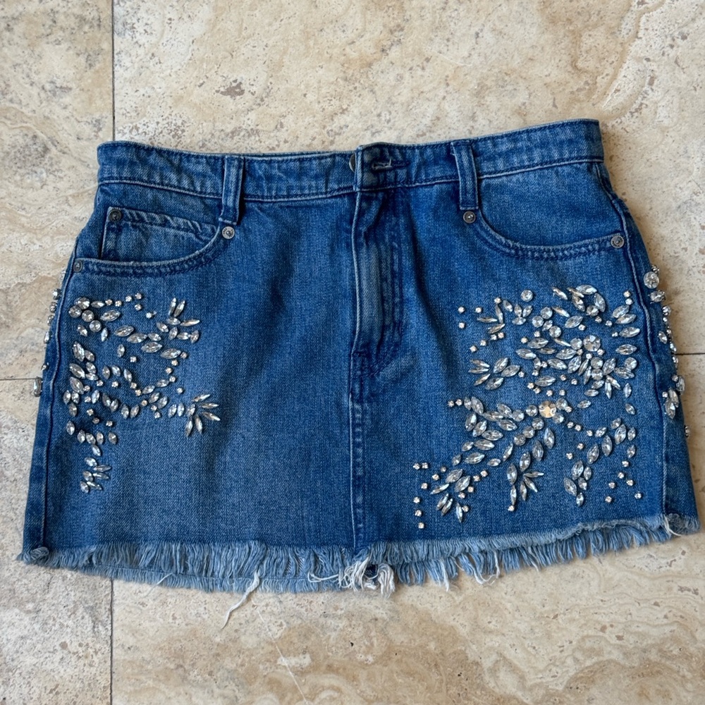 Vintage FREE PEOPLE low rise Blue denim mini skirt